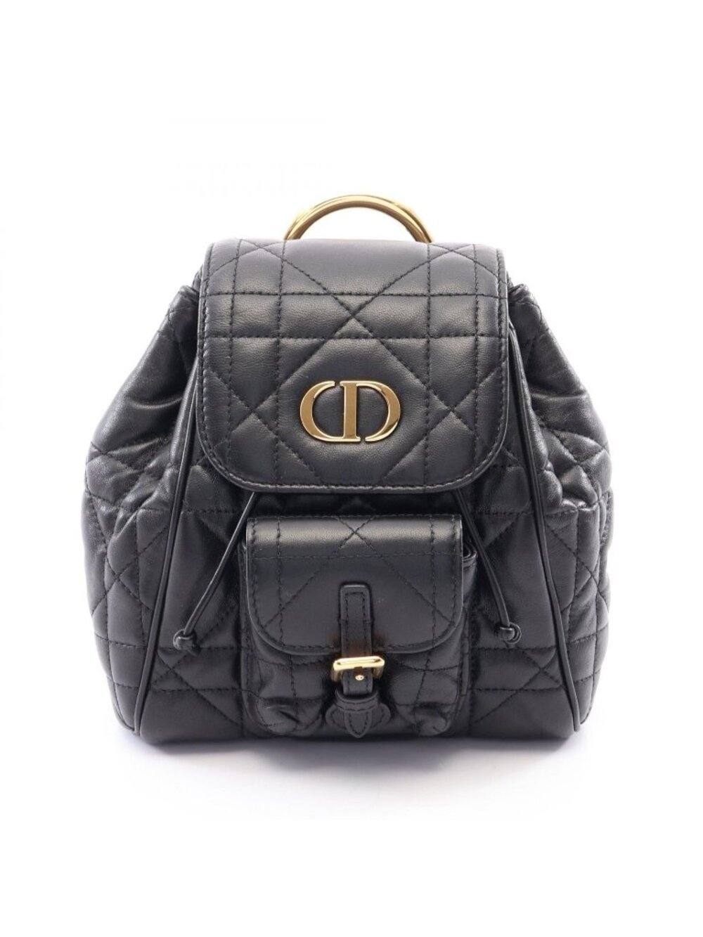 Dior Backpack Caro Small Macro Cannage Black Leather